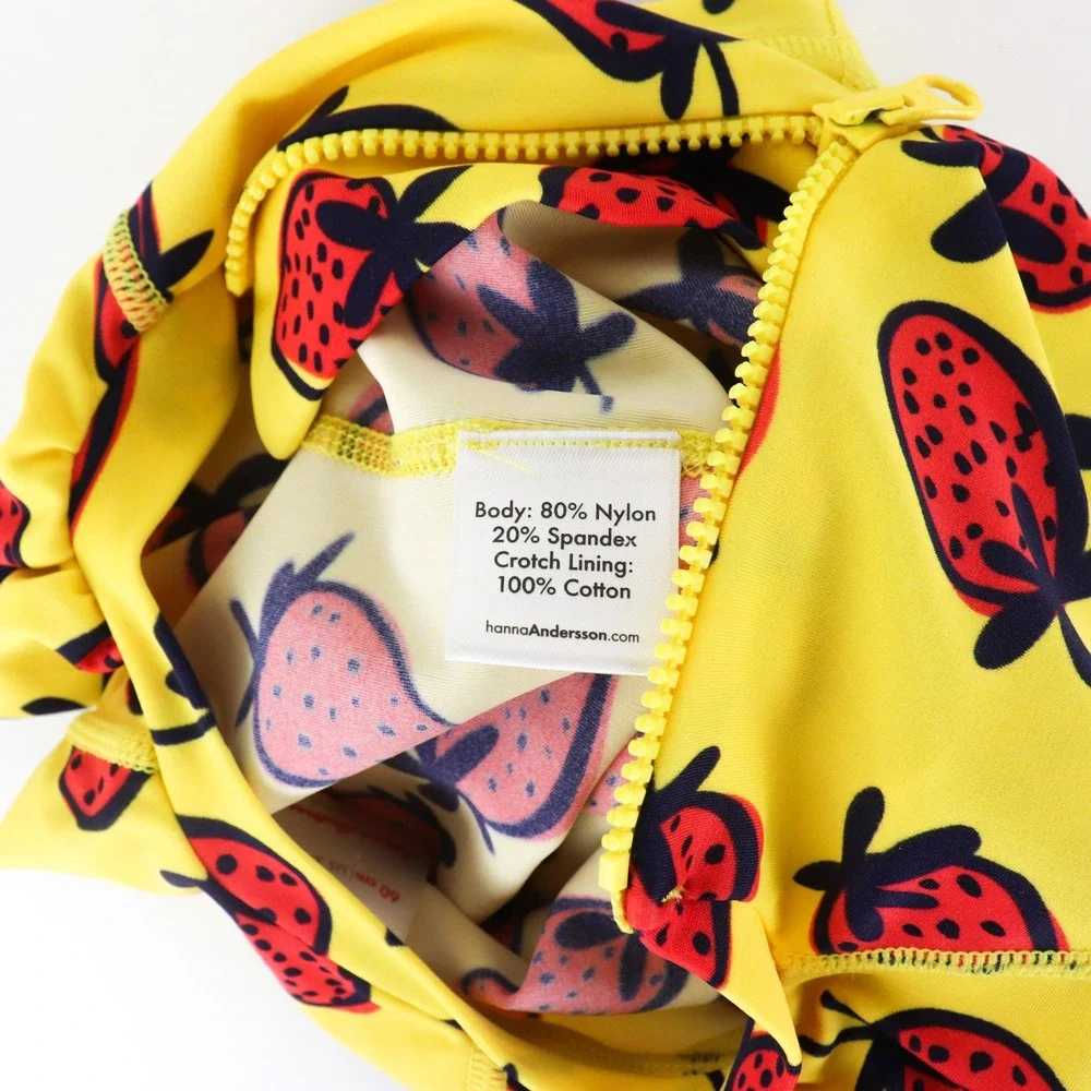 Hanna Andersson Rash Guard Swimsuit 3-6‎ Mos Strawberry Print Sun Protection